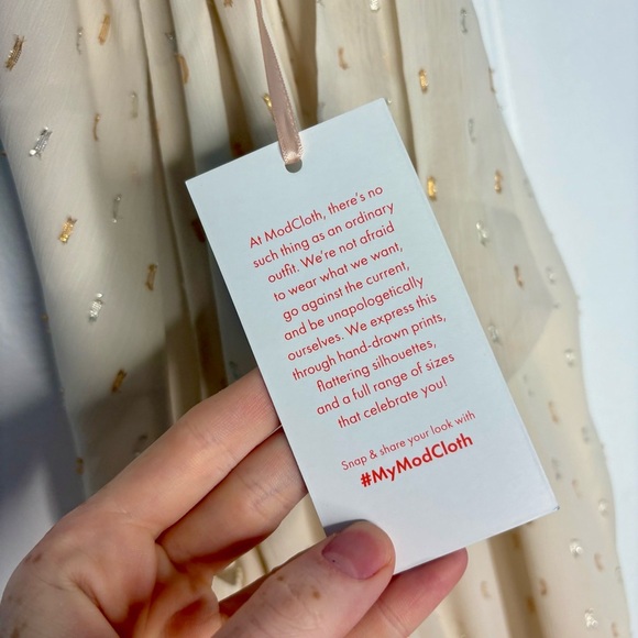 NWT ModCloth Illuminated Elegance Chiffon Maxi Dress Ivory Wedding Bridesmaid - Picture 7 of 11